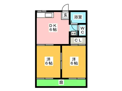 美住工房 A(2DK/1階)の間取り写真