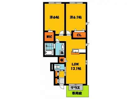 VITA SEED II(2LDK/1階)の間取り写真