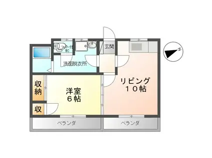 野竹ハウス(2K/2階)の間取り写真