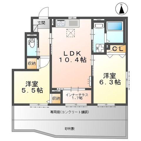 コラソン江戸町(2LDK/1階)の間取り写真