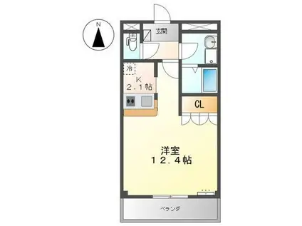 セイフティ・パレK(1K/2階)の間取り写真