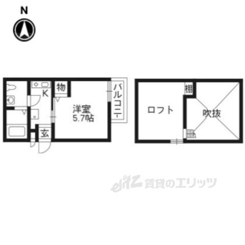 ロフティ四条大宮(1K/2階)の間取り写真