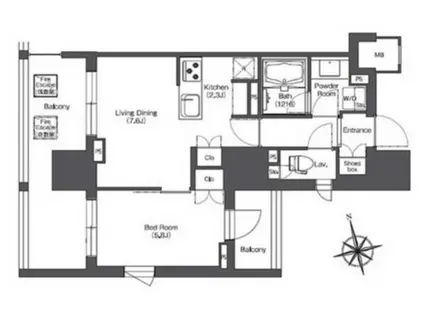 リーブルグラント西新宿イースト(1LDK/8階)の間取り写真