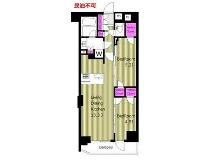 礼ゼロ 駅2分 AIFLAT渋谷西原 F(2LDK/2階)の間取り写真