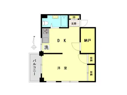 エスペランサ初台(1SDK/3階)の間取り写真
