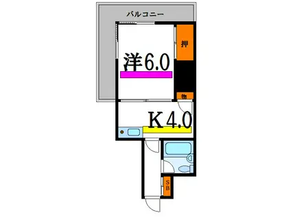 ハイホーム沖田(1K/4階)の間取り写真