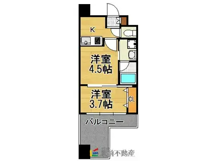 アクタス天神セントラルタワー(2K/6階)の間取り写真