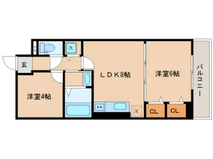 プラネットハイツKOBE(2DK/3階)の間取り写真