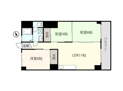 アシスト青森マンション(3LDK/4階)の間取り写真