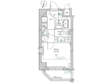 ルクシェール横濱吉野町(1K/6階)の間取り写真