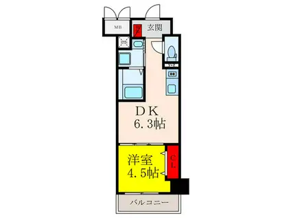 クローバー・レジデンス城東放出(1DK/1階)の間取り写真