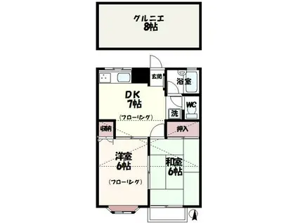 KMハウス2(2DK/2階)の間取り写真