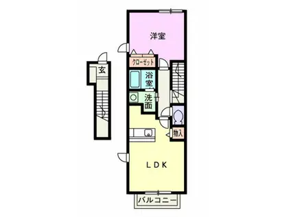 セレーノ A棟(1LDK/2階)の間取り写真