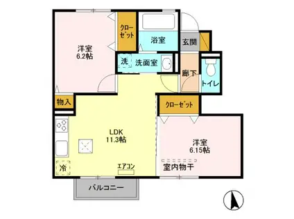 ヴェルドミール V(2LDK/1階)の間取り写真