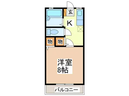 メゾンIII(1K/2階)の間取り写真