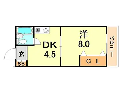 都由乃パステル(1DK/2階)の間取り写真