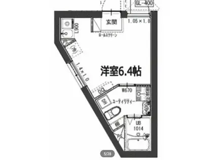 フラシア東品川(ワンルーム/2階)の間取り写真