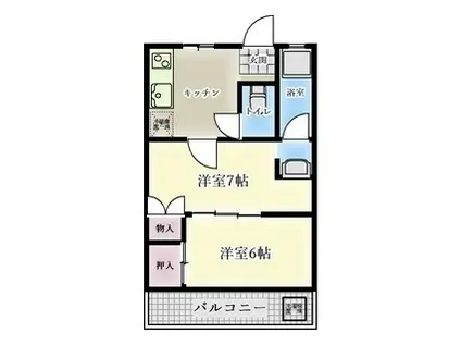 桂ビル(2K/4階)の間取り写真