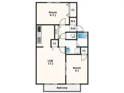 マイファミール(2LDK/2階)の間取り写真
