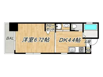 メルシアターリゾート(1DK/10階)の間取り写真