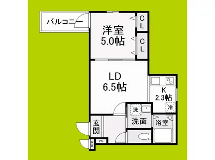 フジパレス和泉大宮(1LDK/1階)の間取り写真
