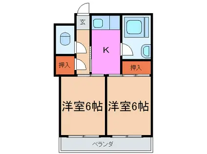脇浜マンション(2K/2階)の間取り写真