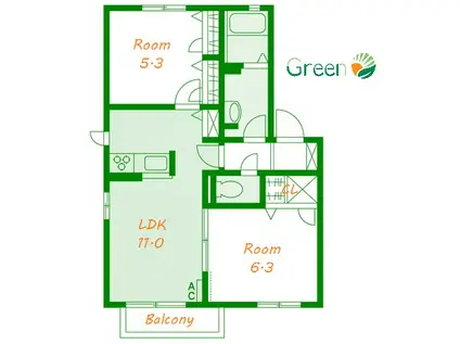 エルマール大磯I(2LDK/1階)の間取り写真