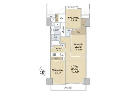 ライオンズプラザ船橋本町(3LDK/3階)の間取り写真