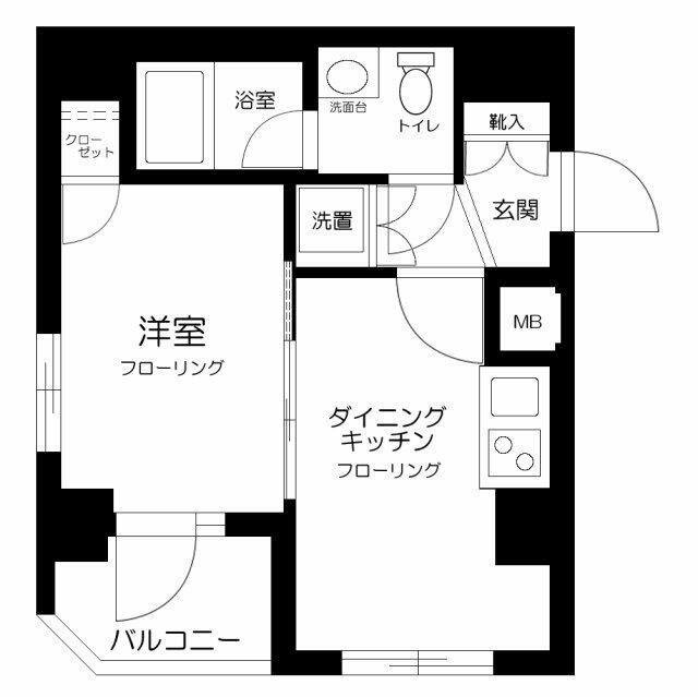 エスコートノヴェル用賀(1DK/2階)の間取り写真