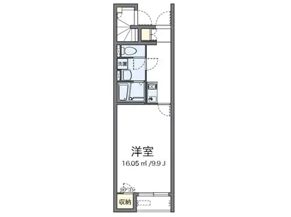 京王高尾線 山田駅(東京) 徒歩10分 2階建 築10年(1K/1階)の間取り写真
