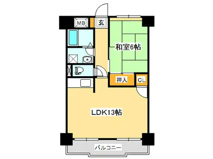 アビテール嶋田第一(1LDK/2階)の間取り写真