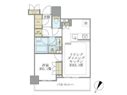 BRILLIA TOWER 有明 MID CROSS(1LDK/25階)の間取り写真