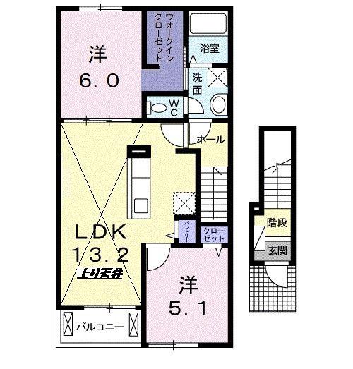 ディアコート I(2LDK/2階)の間取り写真