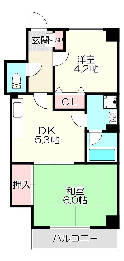 パルティグII(2DK/3階)の間取り写真