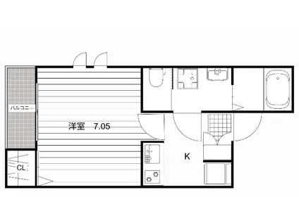 MIHARO(1K/2階)の間取り写真