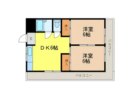 本宮ハイツ(2DK/3階)の間取り写真
