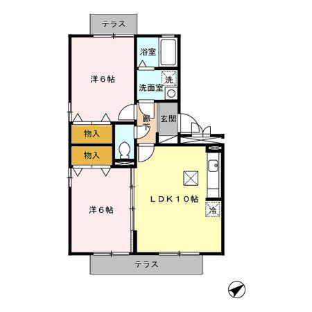 マウンテンクレストヴュー(2LDK/1階)の間取り写真