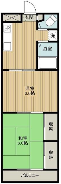 マンションブルーバード(2K/4階)の間取り写真