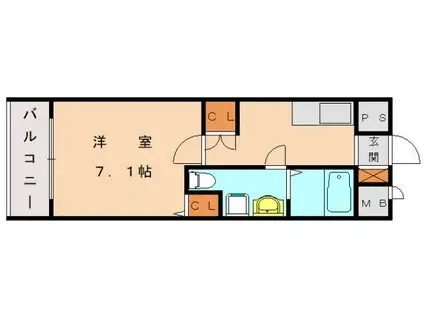 ウイングコート花見(1K/2階)の間取り写真