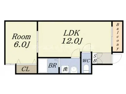 モールライフ九条(1LDK/2階)の間取り写真