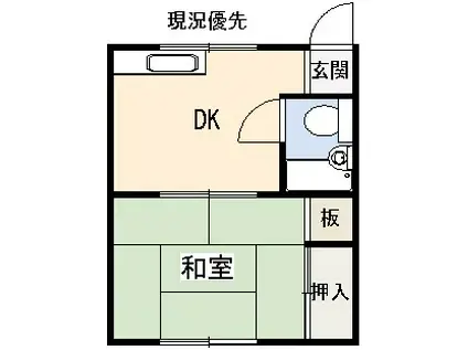 コーポ木幡II(1DK/1階)の間取り写真