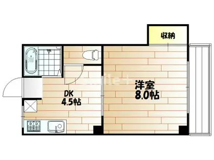 リバーサイドクラタ(1DK/3階)の間取り写真