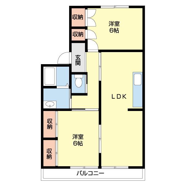 コーポラス翔A(2LDK/1階)の間取り写真