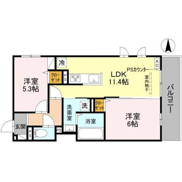 D-ROOM壬生森町(2LDK/1階)の間取り写真