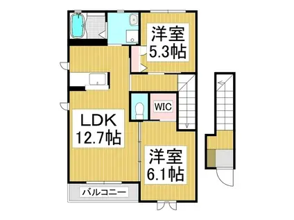 メゾン・ド・ルミエール A(2LDK/2階)の間取り写真
