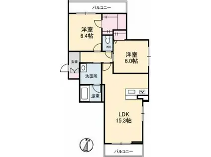 シャーメゾンJH丸亀(2LDK/2階)の間取り写真
