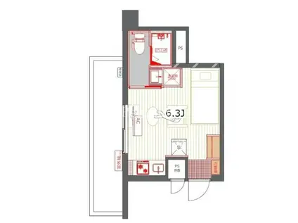 三敬中洲マンション(ワンルーム/5階)の間取り写真