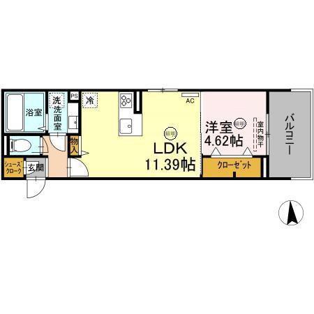 ガーデンリーフ花ヶ島(1LDK/3階)の間取り写真