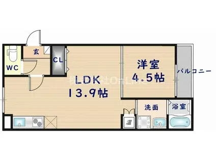 エフアセシアサンド(1LDK/1階)の間取り写真