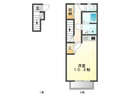 クレシタ神ノ輪(ワンルーム/2階)の間取り写真